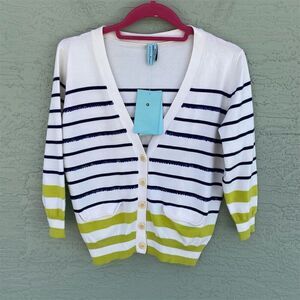 Guess by Marciano Women's Striped Cardigan Sweater Silk & Cotton Size L